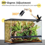 LUCKY HERP Reptile Heat Lamp with Clamp, Aquarium Turtle Tank Basking Light with 360° Rotatable Timing & Dimming and 2 Pack 50W UVA UVB Heat Light Bulb for Turtle Tortoise Lizard