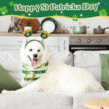 Wavwavw 18 Pcs St Patricks Day Dog Headband Green Shamrock Dog Bandanas Costume Buffalo Plaid Triangle Pet Scarf Adjustable Head Bopper Holiday Pet Costume Accessories for Dogs Puppy Cats Outfit Decor