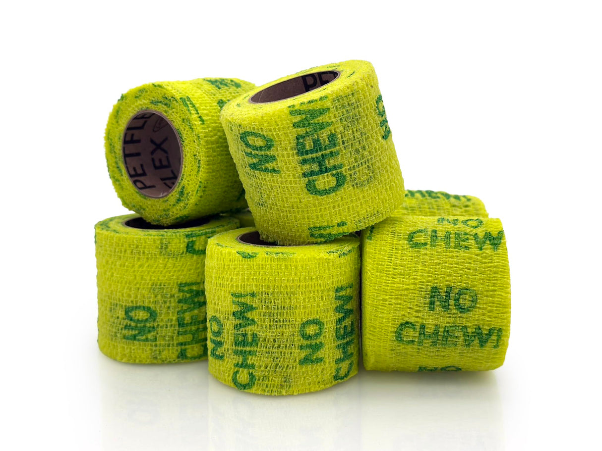 OVIK Health PetFlex No Chew – Flexible Self-Adhering Elastic Bandage for Wound Care – First Aid Wrap for Small Animals Like Dogs, Cats, and Other Pets - 2 inch, 6 Rolls