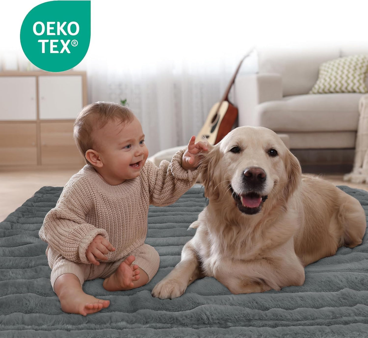ZAKAPAWS Waterproof Dog Blanket for Bed, Luxury Plush Washable Large Dogs Blankets for Furniture Protection, Super Soft Calming Pet Blanket for Indoors (Grey, 30"x40")