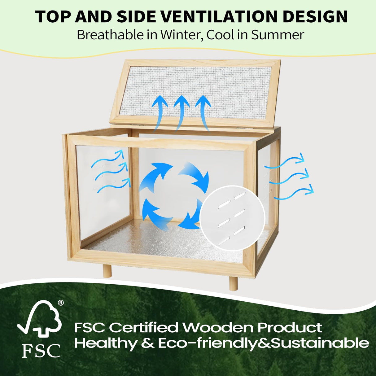 Large Hamster Cages - Wooden Hamster Mice and Rat Habitat with Ventilator Small Animal Cages for Rabbits, Guinea Pigs with Waterproof Bottom Plate
