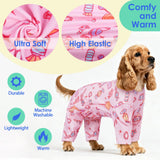 MIGOHI XXS Dog Pajamas,Soft Small Dog Fleece Sweater,Cute 4-Legged Pajamas for Small Dogs,Puppy Full Body Pjs with Long Sleeve for Cold Weather,Doggy Winter Jumpsuit Clothes for Boy & Girl,Pink,XXS