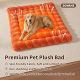 SOMAHE Self-Warming Dog Bed, Plush Faux Fur Mat with Anti-Slip Bottom, Ultra Soft Heated Pet Bed for Medium Large Dogs, Cozy Fluffy Pad for Carriers Couch Crate, Machine Washable, 35 x 27 Inch Orange