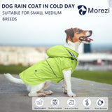 Dog Raincoat Waterproof Raincoats Dog rain Jacket Buttons Zipper Hood Drawstring Suitable for Small Medium Yorkie Terrier Schnauzer Poodle Border Collie Labrador 8lbs to 80lbs Green M
