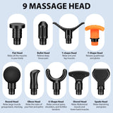 TOLOCO Massage Gun, Muscle Massage Gun Deep Tissue, Percussion Massage Gun with 9 Replacement Heads, Super Quiet Portable Electric Massager for Athletes, Treatment, Relax, Grey