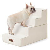 ZOMISIA Dog Stairs for Small Dogs - Pet Stairs 2 in 1 with Zippers Suitable for Couch and Bed, 35D Foam Dog Steps with Non Slip Bottom Grey 4 Steps, Beige