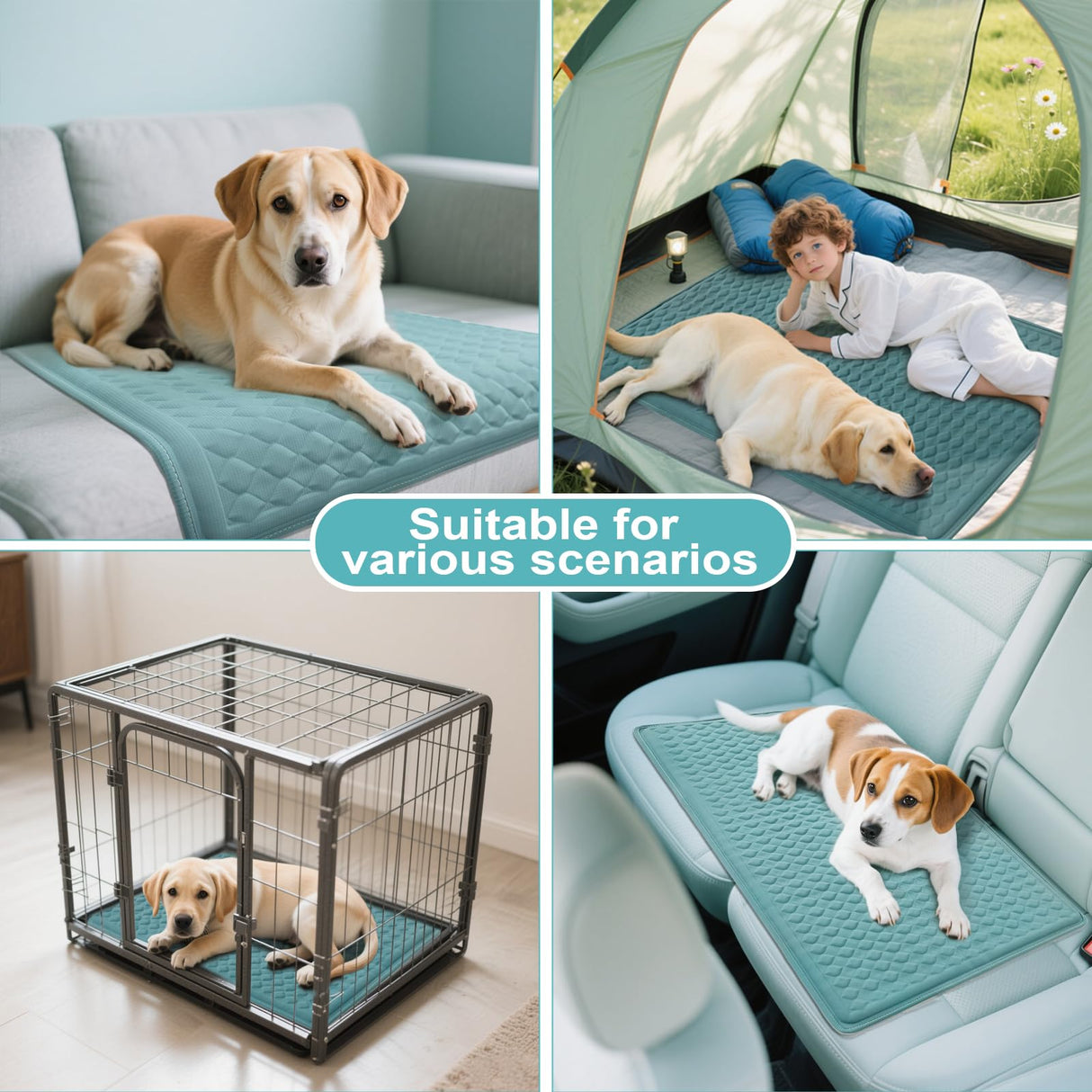 GOLOPET Dog Cooling Mat 34x23 in Summer Waterproof Breathable Teslin Mesh, Durable, Non-Slip, Portable Maximum Weight Capacity 60 lbs. Black