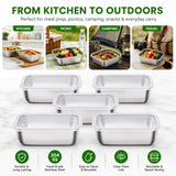 5 PCS Stainless Steel Storage Container Sets - Clear Lids, Stackable Food Storage | Kitchen Containers, Fruit & Snack Organization (Multi-Use)