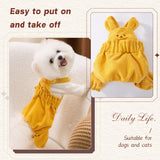 PayaSnug Bear Costume Dog Overalls for Small Dogs, Corduroy Dog Jumpsuit, Soft Puppy Romper for Fall and Winter, Cute Dog Onesie Outfit for Comfortable Pet Clothes for Cold Weather（Yellow Set, S）