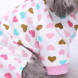 S-Lifeeling Dog Pajamas Costumes for Indoor Outdoor Turtleneck Love Pattern Comfortable Puppy Pajamas Soft Dog Jumpsuit Shirt Best Gift 100% Cotton Coat for Medium and Small Dog