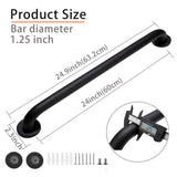Rackickyer Shower Grab Bar, 2 Pack 24 Inch Black Bathroom Grab Bar, 1.25" Diameter 304 Stainless Steel Anti-Slip Grab Bars for Bathtubs and Showers, Handicap Shower Grab Bar for Seniors Elderly