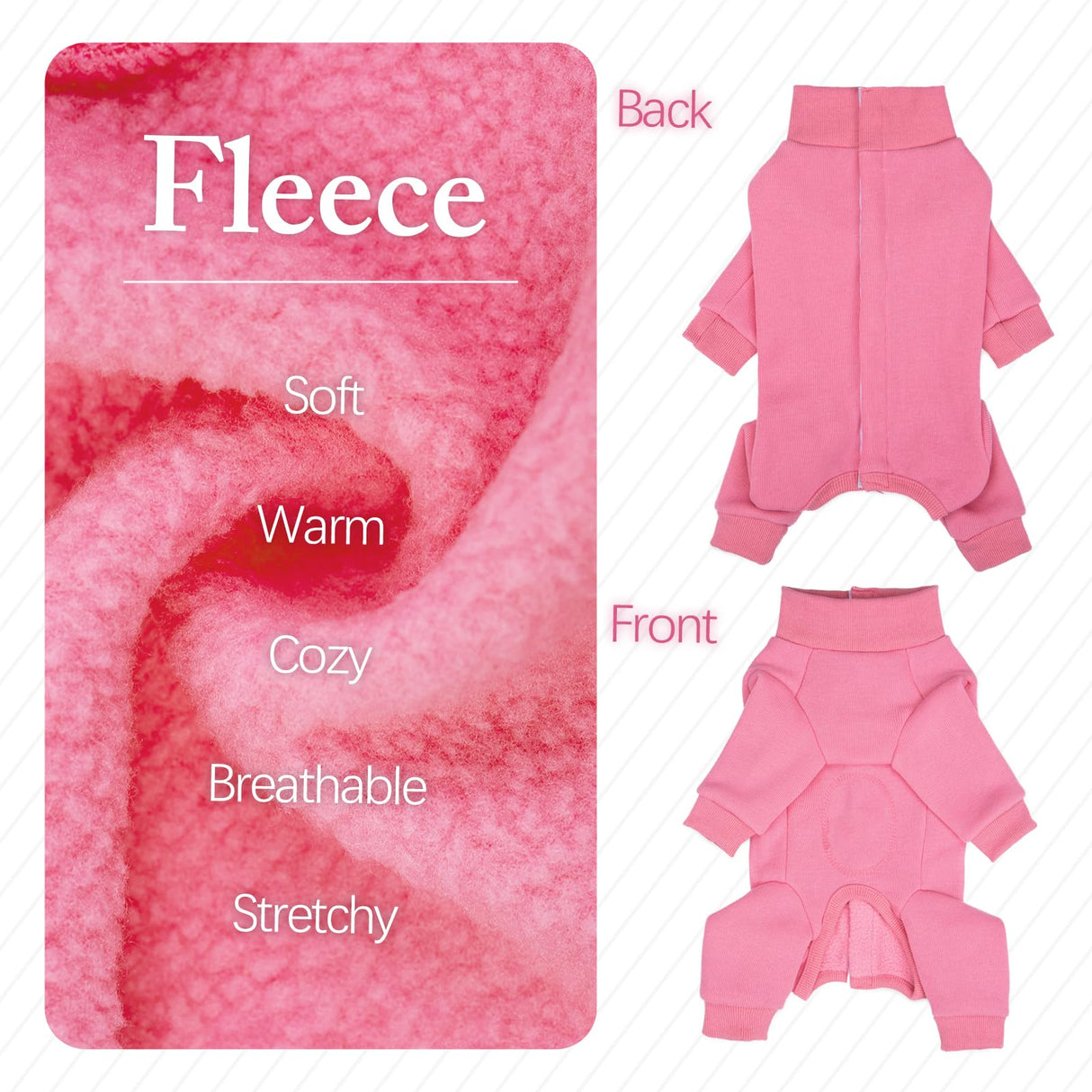 Dog Winter Coat for Small Dogs, Four Leged Warm Fleece Doggie Onesie, High Ribbed Collar Dogs Winter Clothes Jumpsuit, Anti Hair Shedding Suit，Warm Puppy Christmas Jacket