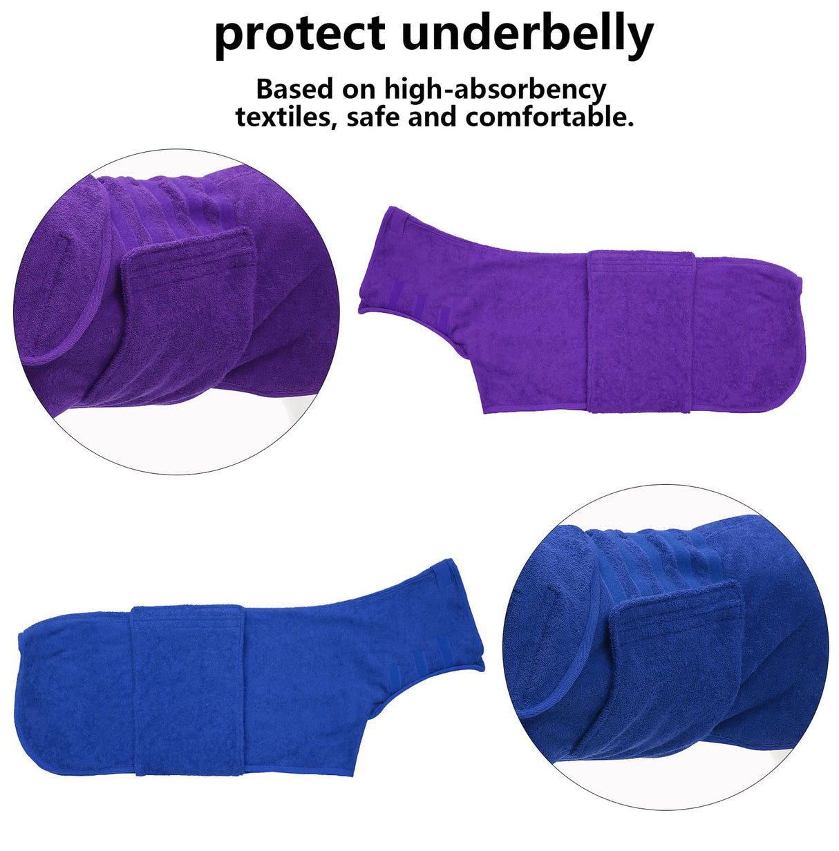 Geyecete 2 Pack Dog Drying Coat Dry Fast Dog Bag Dog Bathrobe Towel,Microfibre Fast Drying Super Absorbent Pet Dog Cat Bath Robe Towel Blue/Purple-XL