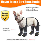 Idepet Dog Suspender Boots, Anti-Slip & Fall Waterproof Tall Shoes Legging for Small Medium Dog, Adjustable Suspender Boots for Winter Snow Rain Hiking Paws Protector 6
