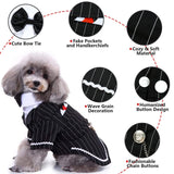 QBLEEV Dog Tuxedo Halloween Costume with Bow Tie, Formal Black Suit & Cat Wedding Outfit, Pet Prince Dress Clothes for Small Medium Large Dogs & Cats – Easy Fit for Party, Photoshoot, Holiday
