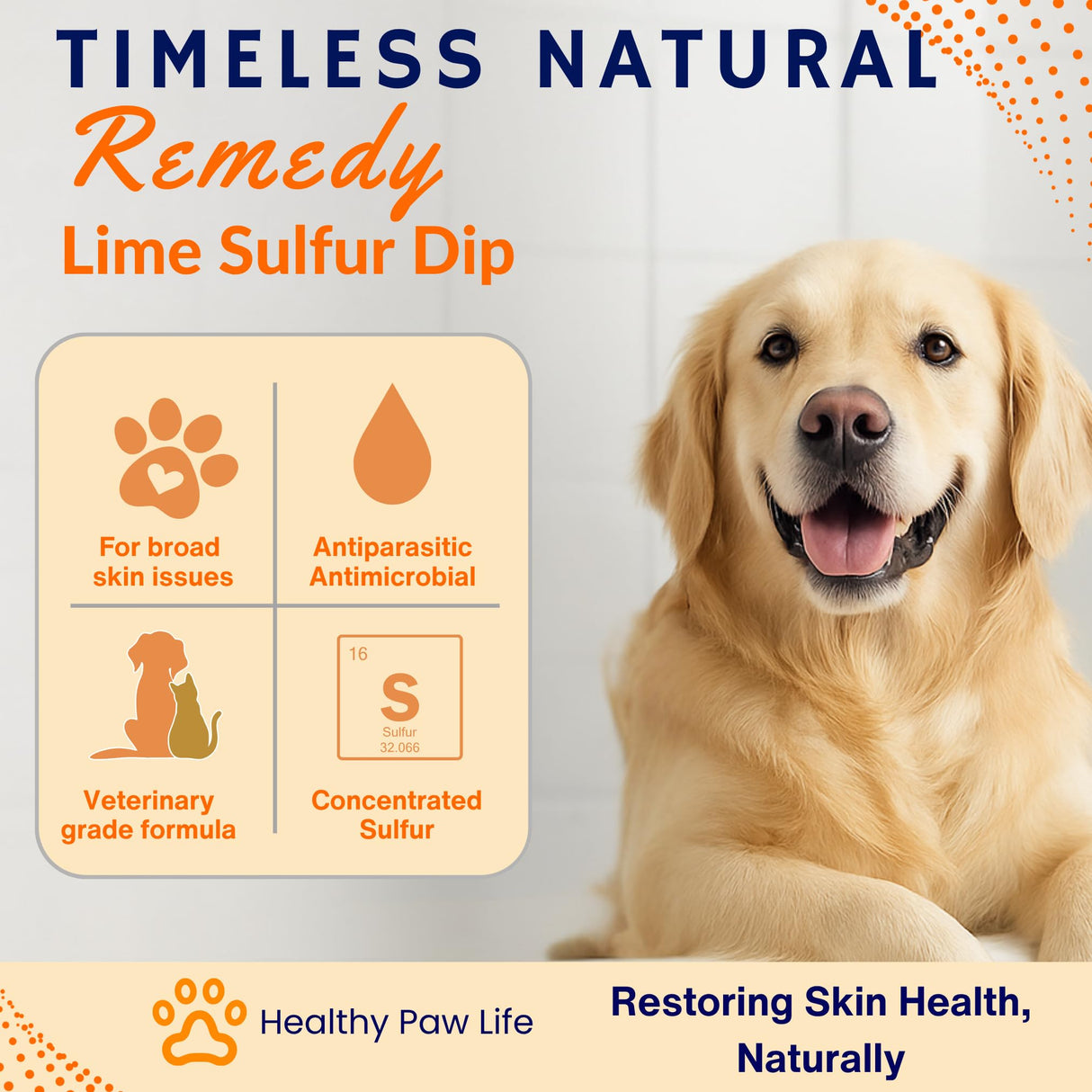 Healthy Paw Life - Lime Sulfur Dip - Pet Care for Itchy and Dry Skin - Xtra Strength Formula - Safe Solution for Dog, Cat, Puppy, Kitten, Horse (1 Gallon)