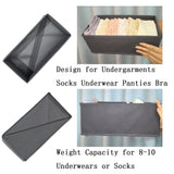 Bructhun Sock Drawer Organizer 3 Pack - Collapsible Fabric Storage Bins for Underwear Divider, Small Closet Organizers with 3 Compartments, Gray