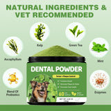 Dog Dental Powder, Teeth Cleaning Powder for Dogs, Plaque & Tartar Remover for Pet Oral Care - Fresh Breath & Teeth Cleaning Made Easy - Natural Herbal Blend + Probiotics - 75 Servings(150g) (Mint)