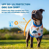 UNIPUP UPF 50+ Sun Protection Dog Shirt - Sleeveless Cooling Vest for Large Dogs Boy, Quick-Dry Pet T-Shirt with Funny Dinosaur Horns, UV Protective Breathable Dog Clothes U-COSBX02XXL