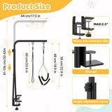 42" H Adjustable Height Dog Grooming Arm with double Clamp, Dogs Grooming Table Arm with Loop Noose and No Sit Haunch Holder, Perfect dog restraint for Small & Medium Dogs，Arm for Grooming Tables