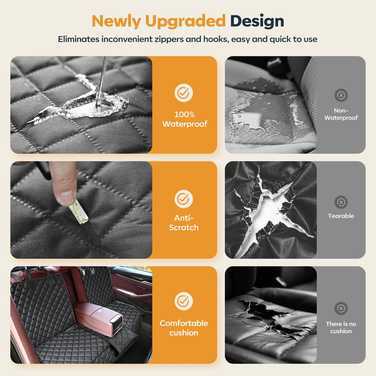 Eamefia Dog Car Seat Cover for Back Seat,New Upgraded Thickened Dog Car Seat Cover,Waterproof and Wear-Resistant Bench Back Seat Cover with Non-Slip Pad,Universal Size Fits Cars, Trucks, SUVs