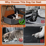 Large Dog Car Seat for Medium/Large Dog Under 55 lbs - Elevated Booster Car Seat for 2 Small Dogs,Removable and Washable,Filling Memory Foam with Safety Leashs and 2 Pockets