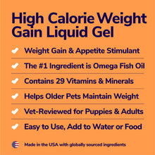 Load image into Gallery viewer, Miracle Vet High-Calorie Weight Gainer for Dogs &amp; Cats - Multivitamin Nutritional Supplement Gel, Omega Fish Oil, Calcium - Puppy, Senior, Prenatal Cat &amp; Dog Vitamins, Supplements for Weight Gain
