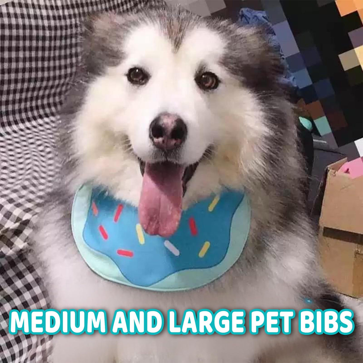 Cute Dog Bandana Cartoon Donuts Pet Dog Bib Neckerchief Cat Bandana Waterproof Pet Bib for Medium to Large Dogs Adjustable Pet Bandana Golden Retriever Alaskan Samoyed