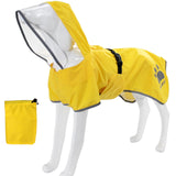 MAMORE Dog Raincoat Waterproof, Lightweight Adjustable Dog Rain Coat Hooded Poncho with Reflective Strip for Large Medium Small Dogs (Yellow, Large)