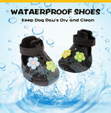 BoxxBerk Dog Shoes for Hot Pavement,Waterproof Dog Shoes for Small Medium Dogs,Breathable Non-Slip Dog Boots Paw Protectors with Rubber Soles,Dog Booties for Beach and Snow (Black, Large)