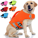 Queenmore XL Dog Life Jacket, Large Dog Life Vest for Swimming Boating, Giant Big Dog Swim Vest, Ripstop Pet Life Vests with Rescue Handle Leash Hole, Safety Water Floating Vest, Hi-Vis Orange
