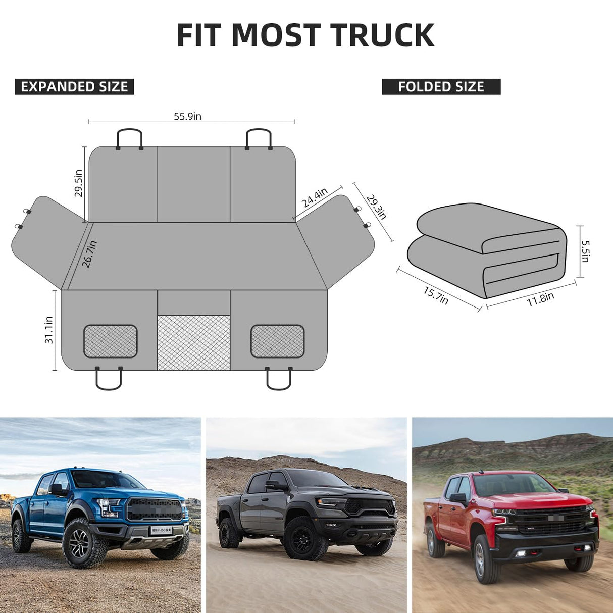 ABE Truck Floor Cover for Dogs,Dog Car Seat Cover for Back Seat,Seat Covers for Trucks,Dog Hammock for Truck,Back Seat Pet Cover for Dogs,Seat Cover for Truck F150/RAM1500/Silverado