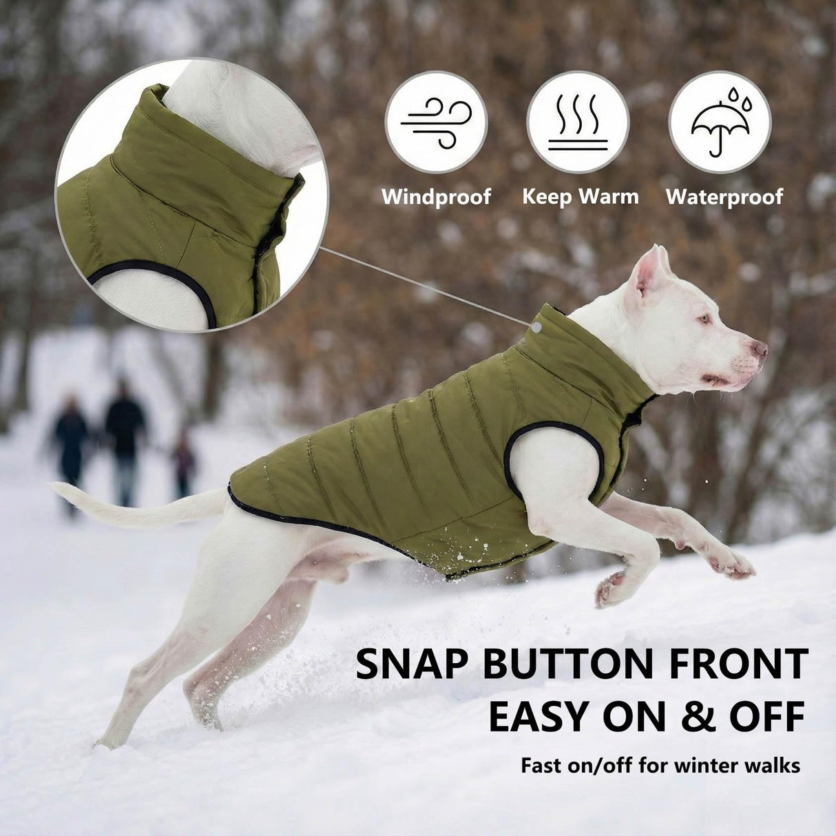 LovinPet Reversible Dog Puffer Coat for Medium & Large Dogs, Down‑Insulated Winter Jacket, Water‑Resistant & Wind‑Resistant, Anti‑Static, Dual-Sided Dark Green & Grey for Cold Weather,2XL