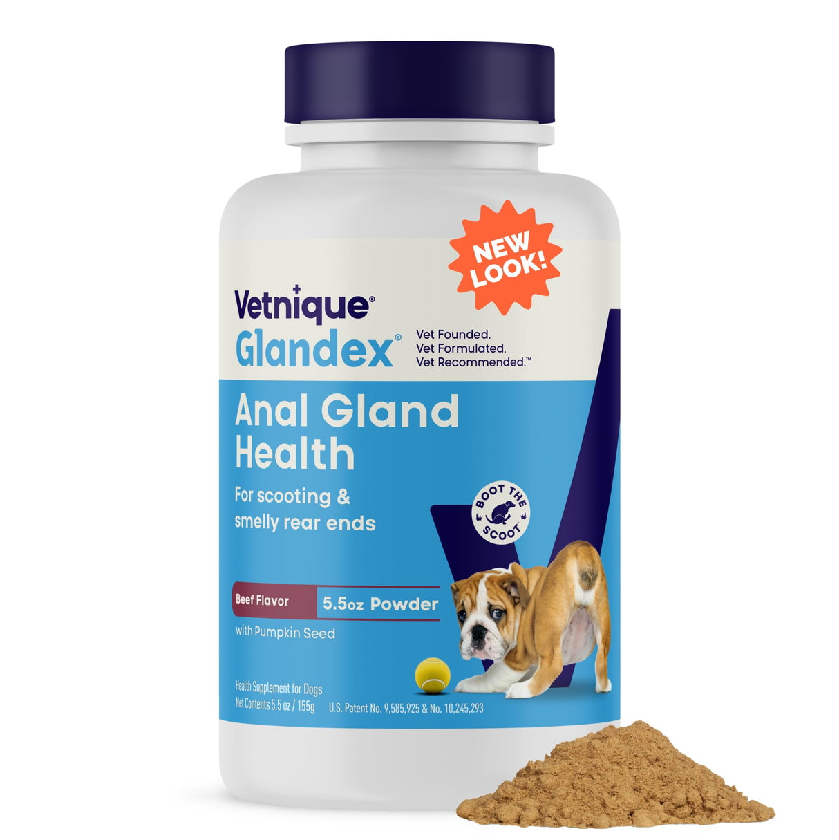 Vetnique Glandex Dog Fiber Supplement Powder for Anal Glands with Pumpkin, Digestive Enzymes & Probiotics - Vet Recommended (Regular or Advanced Strength) - Boot The Scoot (5.5oz Powder, Beef Liver)