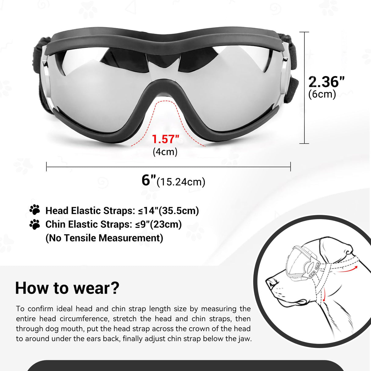 PETLESO Dog Goggles Sunglasses for Large Breeds - 2PCS Black & Clear UV Protection Set, Windproof Eye Wear for Medium to Large Dogs, Ideal for Riding/Driving/Hiking