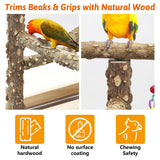 BNOSDM Natural Wood Bird Playground for Training & Playing, Parrot Perch Stand Jungle Gym with Detachable Tray & Stainless Feeder Cups Parakeet Cage Playstand for Budgie, Cockatiel, African Grey