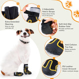 Dog Shoes for Hot Pavement,Dog Boots & Paw Protectors for Large Medium Size Dogs to Prevent Licking,Dog Booties with Reflective for Outdoor,Hiking,Hardwood Floors,Winter Snow(Black Yellow, Size5)