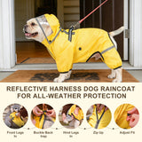 BEAUTYZOO Dog Raincoat for Small Medium Dogs Puppy,Waterproof Dog Rain Jacket with Harness Built-in & Detachable Hood, Zip Up Pet Rain Coat,Reflective Windproof Full Body Coverage Poncho for Rain Snow