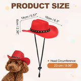 PETAXCELL Dog Cowboy Hat, Mini Cowboy Hat for Pet with Chin Strap Adjustable Cosplay Cap, (Red, M), Intended for Dogs and Cats/Halloween Costume/Party Decoration