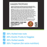 Hari Tropimix Bird Food, Hagen Large Parrot Food with Seeds, Fruit, Nuts, Vegetables, Grains, and Legumes, Enrichment Food, 4 lb Bag