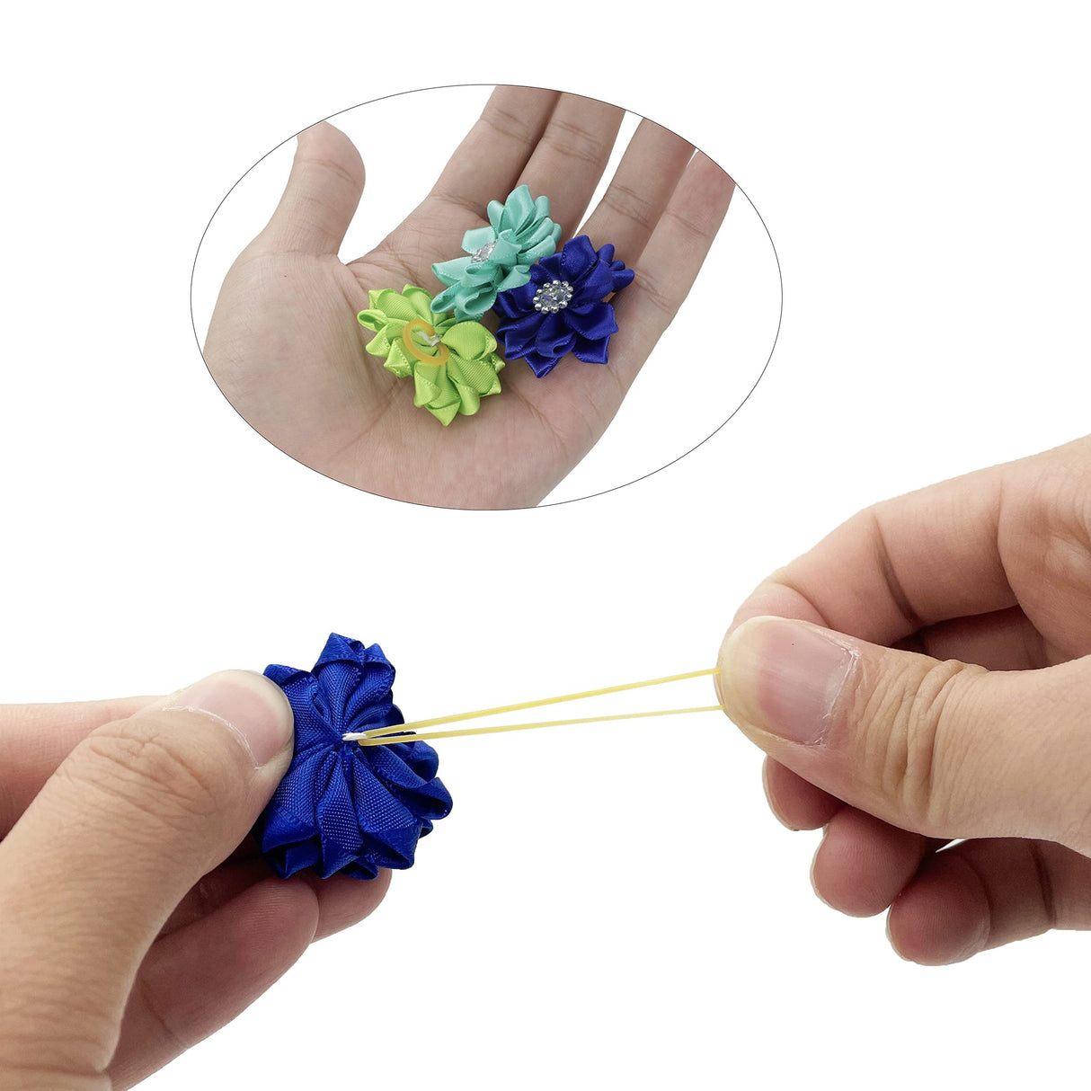 Petbuy 40Pcs Puppy Yorkie Dog Hair Bows Flower with Rubber Band,Pet Small Dog Girl Flower Christmas Hair Topknot Bowknot Hair Accessories Pet Grooming for Party Christmas Birthday
