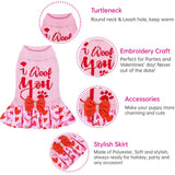 CuteBone Pink Dog Sweater Dress I WOOF You Pet Sweater Sweaters for Small Dogs with Bowtie Pullover Pupply Clothes Cats Clothes for Valentine's Day