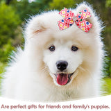 PET SHOW 50Pcs/25Pairs 4" Paw Pattern Big Dog Hair Bows Bulk with Alligator Clips for Medium Large Dogs Puppy Female Bowknot Topknot Girl Boy Pet Grooming Hair Accessories
