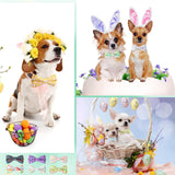 30 Pieces Easter Collar Dog Bow Ties Rabbit Bows for Dogs Ties Attachment with Elastic Bands Collar Detachable Charms for Grooming Accessories Easter Costume