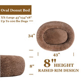 Coohom Oval Calming Donut Cuddler Dog Bed,Shag Faux Fur Cat Bed Washable Round Pillow Pet Bed(30"/36"/43") for Small Medium Dogs (XXL(43"x34"x8"), Camel)