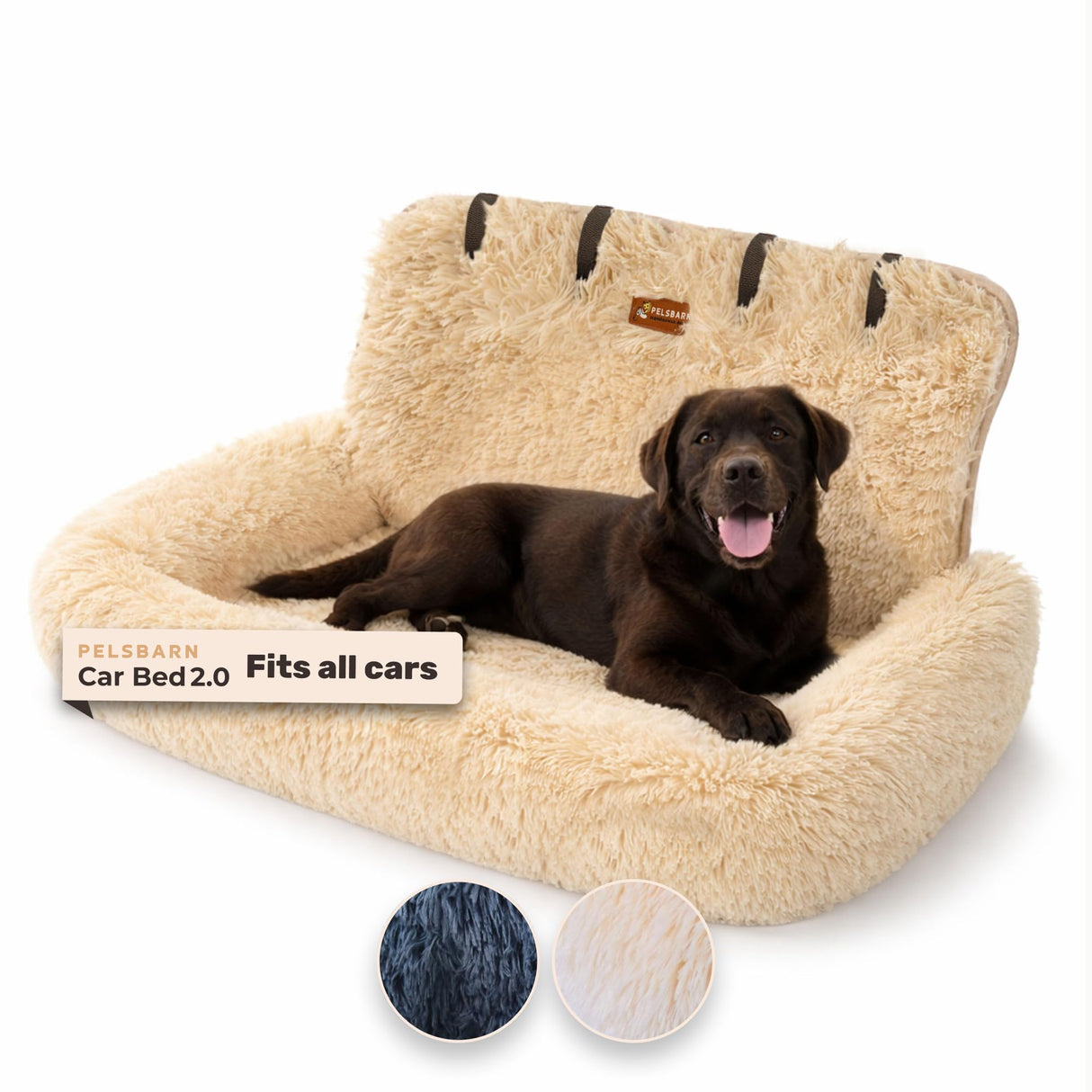 Pelsbarn Soft Comfortable Dog Protecting Car Bed 2.0 Large (Beige)