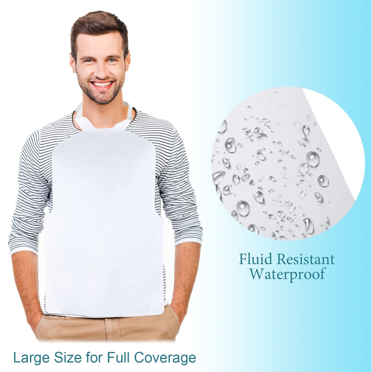 200 Pcs Tie Back Disposable Adult Bibs Disposable Dining Bibs for Adults Waterproof Plastic Bibs Keep Clothes from Spills for Senior Men and Elderly Women Eating