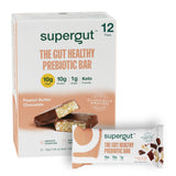 Supergut Prebiotic Bars | Meal Replacement | Boost GLP-1 | High Fiber and Protein | No Added Sugar | Keto Food, Snack (Peanut Butter Chocolate, 12 Count)