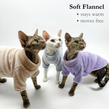 Urnat Cat Flannel Clothes, Warm Soft Winter Sweater Jumpsuit Shirt Clothing for Hairless Sphynx Devon & Indoor Kittens (Blue,XL)