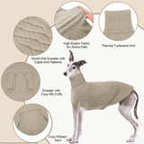 ASENKU Dog Sweater, Italian Greyhound Clothes, Warm Italian Greyhound Sweater, Turtleneck Knitted Dog Sweaters for Small Dogs, Cozy Pet Sweaters for Whippet (Small, Apricot)